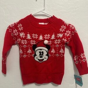 Disney Festive Red Sweater with Snowflakes